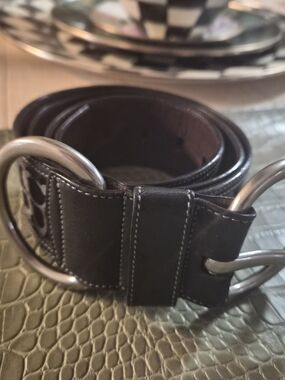 Coach Black Leather Double O-Ring Belt